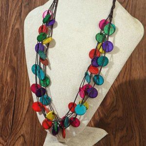 Set | Colorful Wooden Round Decor Necklace with Matching Bracelet.
